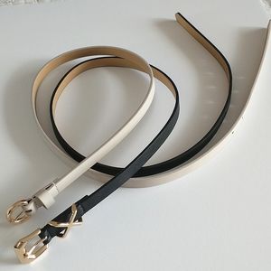 Pair of Skinny Belts, Cream and Black